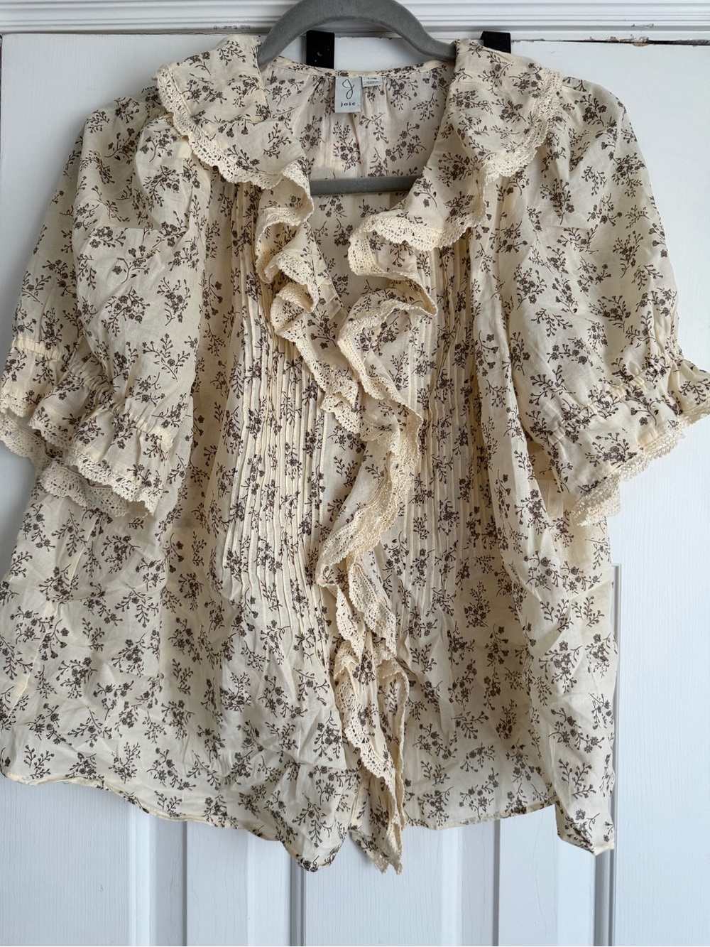 Joie Cotton Ruffle Blouse top large